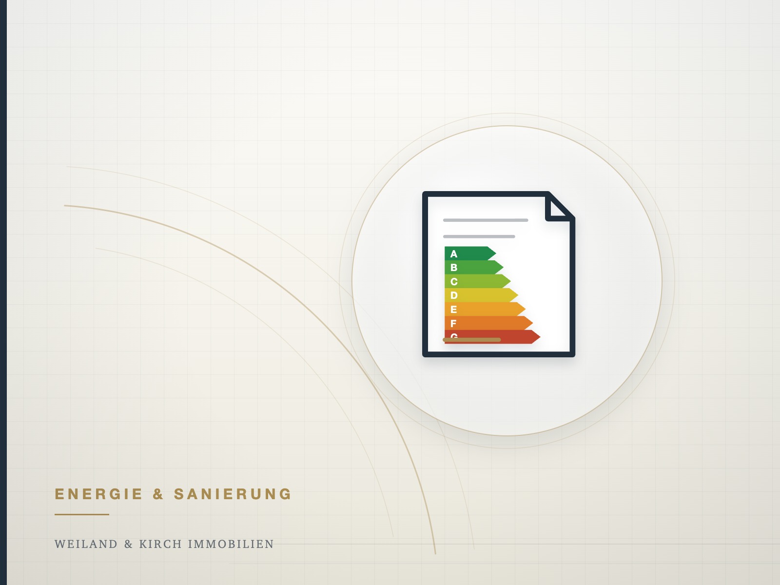 Illustration: Energieausweis mit Effizienzskala A bis G